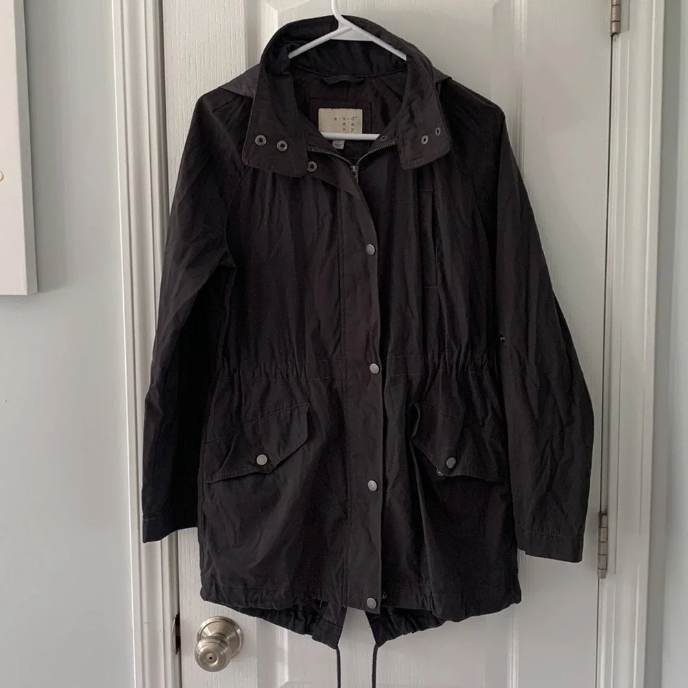 A New Day Lightweight‎ Gray Utility safari Jacket size Small hooded